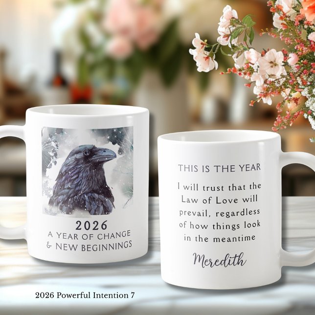 Caneca De Café 7. Raven 2026 Year of Change Powerful Intention (Raven 2026 Year of Change and New Beginnings Powerful Intention 7 Coffee Mug)