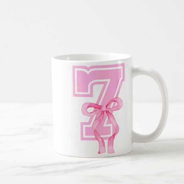 Caneca De Café 7th Birthday Girl Coquette Nk Bows Seven Years Old (Direita)