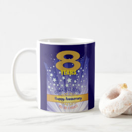 Caneca De Café 8º Aniversário de Recuperação Personalizada Numera