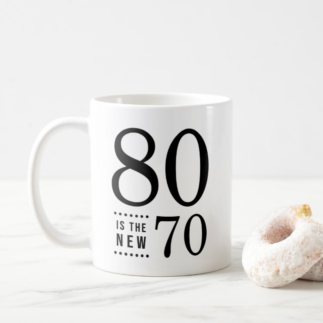 Caneca De Café 80 Birthday Black 80 é o novo 70 (Com Donut)