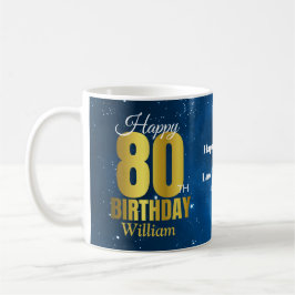 Caneca De Café 80 Birthday Blue Space Tipografia Coffee Mug