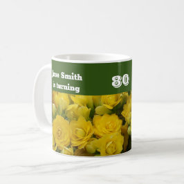 Caneca De Café 80 Birthday Bright Yellow Flower Photo Floral