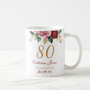 Caneca De Café 80 Birthday Mug para a vovó - Nome Personalizado F