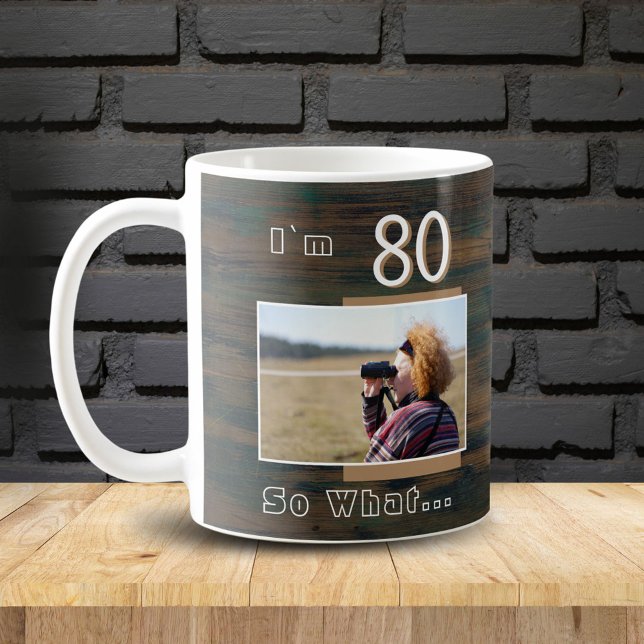 Caneca De Café 80 então? Madeira Rústica Divertida Foto de Aniver (Criador carregado)