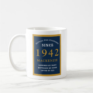 Caneca De Café 80 Personalizado Aniversário 1942 Elegante Azul Do