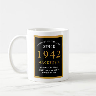 Caneca De Café 80 personalizado Aniversário 1942 Elegante negro D