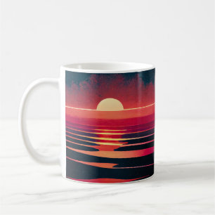 Caneca De Café 80s Sinthwave Red Sea and Vintage Sunset