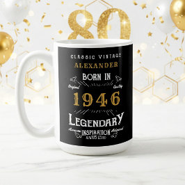 Caneca De Café 80th Birthday 1946 Legendary Retro