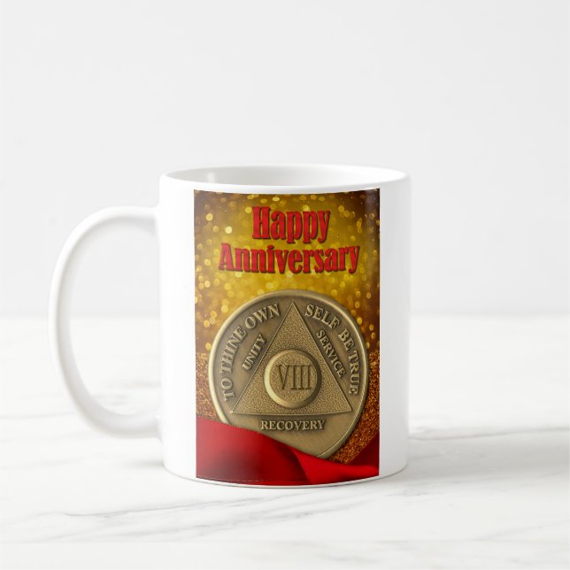 Caneca De Café 8 Anos Moeda AA Brilho NOME PERSONALIZADO (Esquerda)