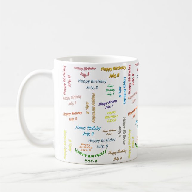 Caneca De Café 8 de julho, Aniversário Mug (Esquerda)