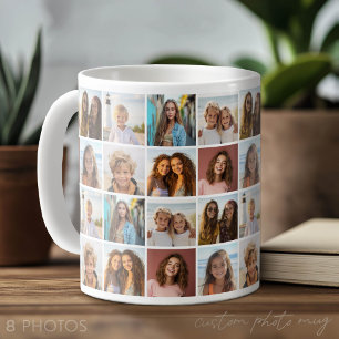 Caneca De Café 8 Padrão de Colagem de Fotos - Grade de Padrão - B