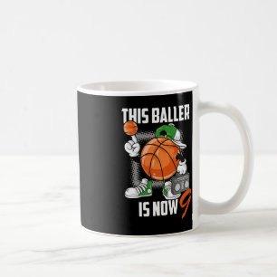 Caneca De Café 9º Aniversário Jogador de Basquete Divertido 9 Ano