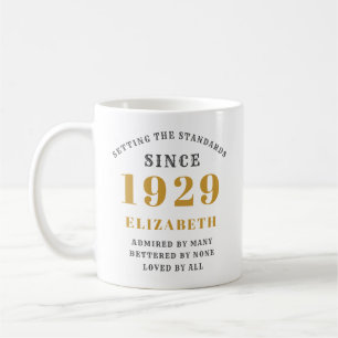 Caneca De Café 90 Birthday Standards Nascer 1929 Adicione Seu Nom