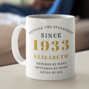 Caneca De Café 90 Birthday Standards Nascer 1933 Name Year