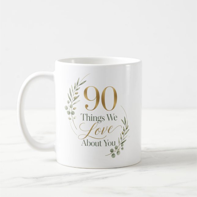 Caneca De Café 90 Coisas Personalizadas que Amamos em Você (Esquerda)
