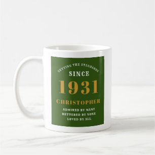 Caneca De Café 90 de Aniversário de 1931 Elegante Verde-Chic Pers