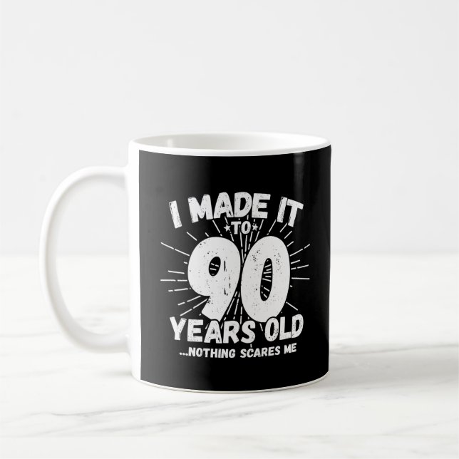 Caneca De Café 90 de Aniversário Engraçado Cita Sarcástico 90 Ano (Esquerda)