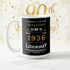 Caneca De Café 90th Birthday 1936 Legendary Retro