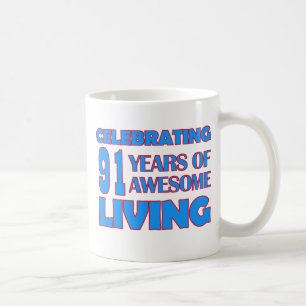 Caneca De Café 91 anos de design velho do aniversário