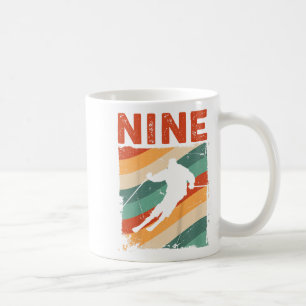 Caneca De Café 9.º aniversário Retro Esqui Esqui 9 anos Menina