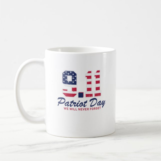 Caneca De Café 9.11 Dia Patriótico; Nunca Esqueceremos (Esquerda)