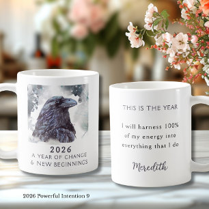 Caneca De Café 9. Corvo 2026 Ano de Mudança Intenção Poderosa
