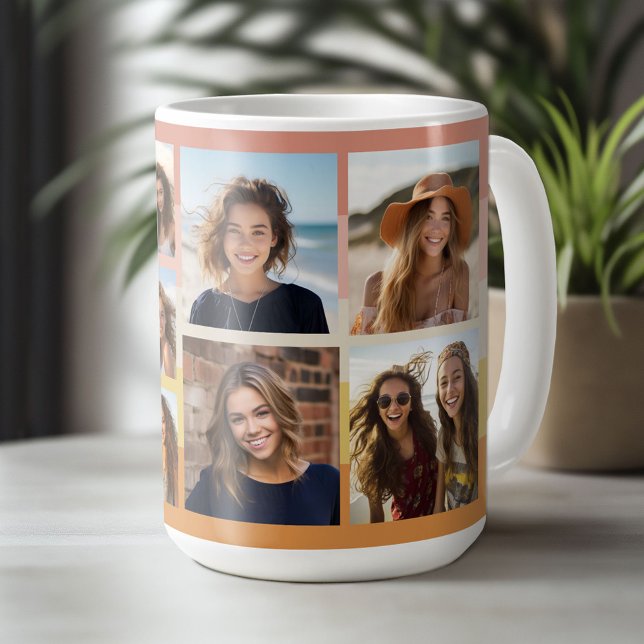 Caneca De Café 9 Mínimo de Colagem de Fotografias - Douradas faix (Custom Photo Mug)