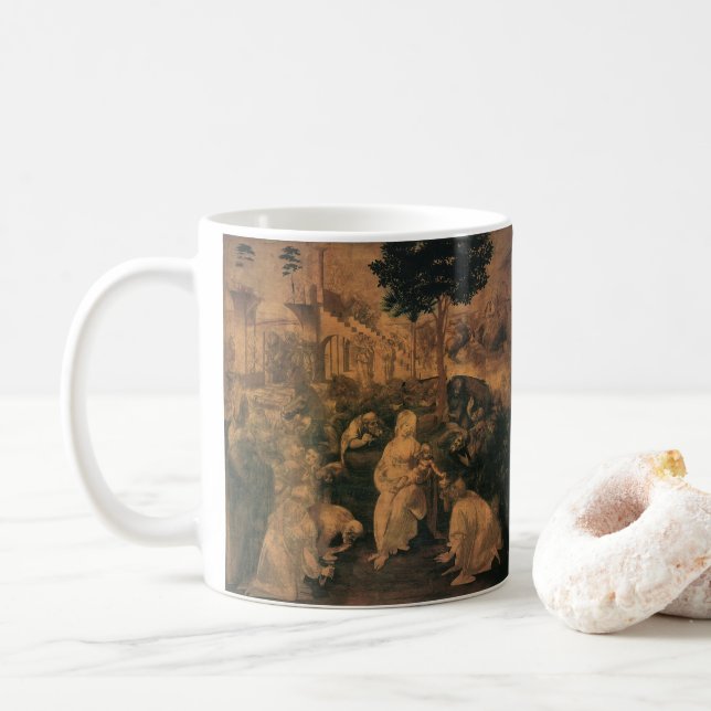 Caneca De Café A Adoração dos Magos de Leonardo da Vinci (Com Donut)