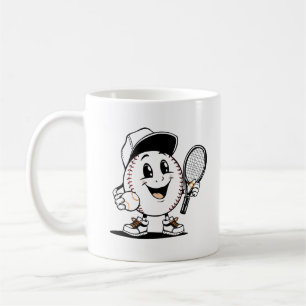 Caneca De Café A alegre mascote de Tênis de Baseball
