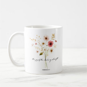 Caneca De Café A Alegria do Senhor floral minimalista