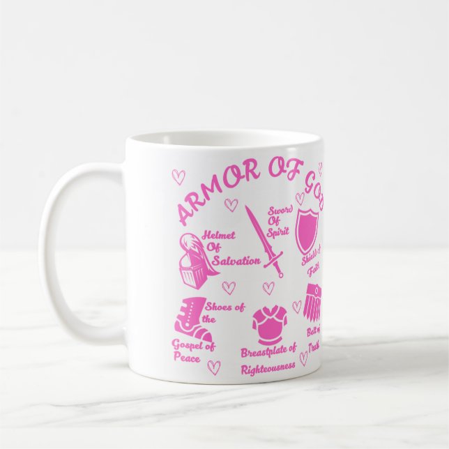 Caneca De Café A Armadura de Deus, branca e rosa-caneca (Esquerda)