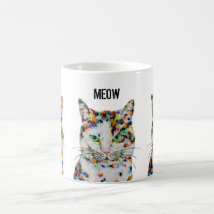 Caneca De Café A Arte Colorida De Gato Meow Mug