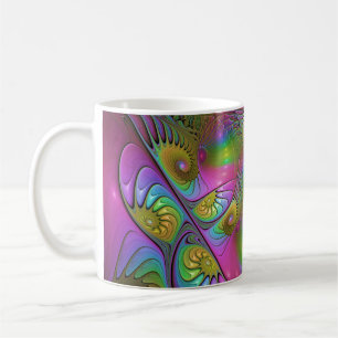 Caneca De Café A Arte Fractal Abstrata Trippy Luminosa Colorida