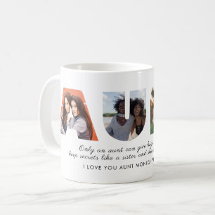 Caneca De Café A AUNT Photo Collage te ama tia Tia Modern Script