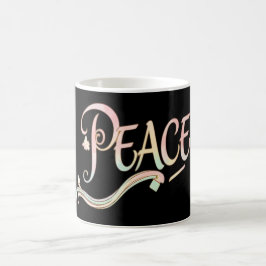 Caneca De Café A beautiful, flowing script of the word "Peace" fe
