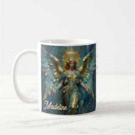 Caneca De Café A Beautiful Gold and Turquoise Angel Personalized