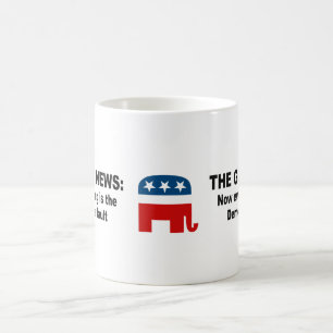 Caneca De Café A boa notícia - agora tudo é o f da democrata