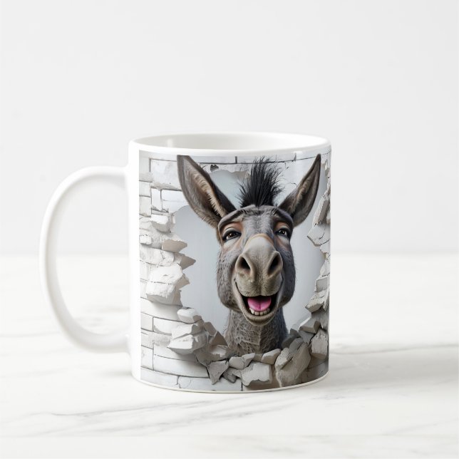Caneca De Café A cabeça de Donkey animada aparece Queaking wall (Esquerda)