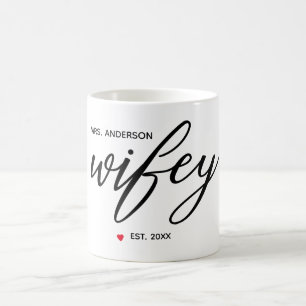 Caneca De Café A caligrafia moderna ''Wifey'' criou o ano