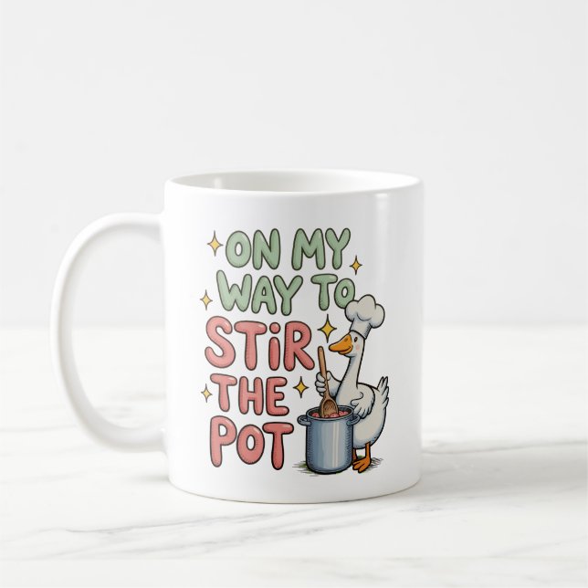 Caneca De Café A Caminho de Mexer o Caldeirão Gansa Fofa e Fashio (Esquerda)