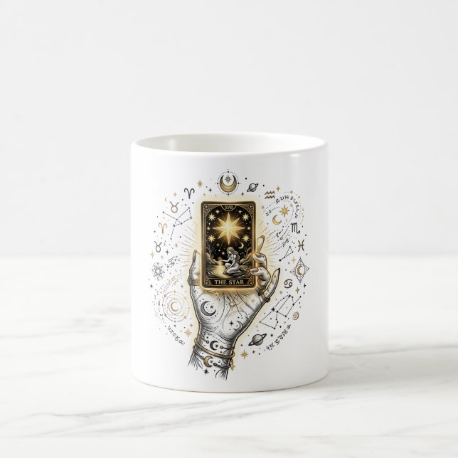 Caneca De Café A Carta Tarot da Estrela Arte Celestial Mística Gl (Centro)