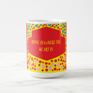 Caneca De Café A casa é onde o coração está vermelho com verde az