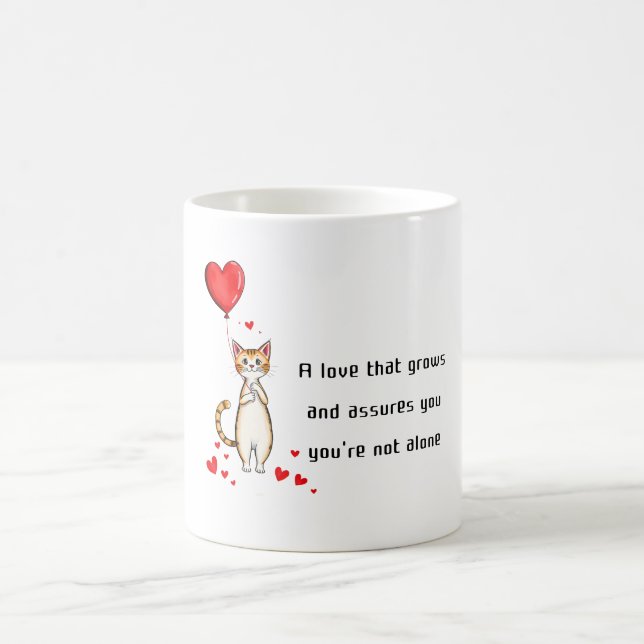 Caneca De Café A Cat Holding a Heart Balloon (Centro)