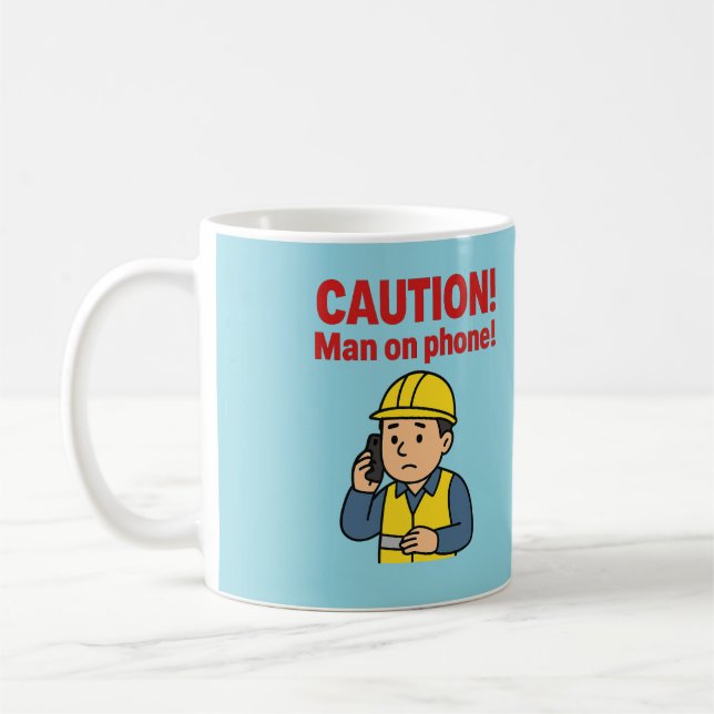 Caneca De Café A CAUÇÃO! Homem no telefone! (Esquerda)