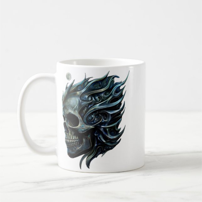 Caneca De Café A Chama da Vida: Um Design de Caveira. (Esquerda)
