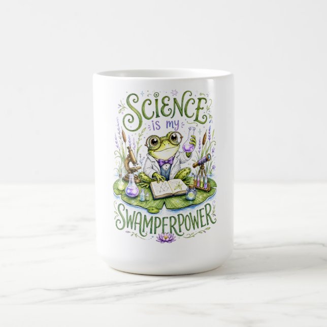 Caneca De Café A ciência é meu Sapo Poderoso Cientista (Centro)