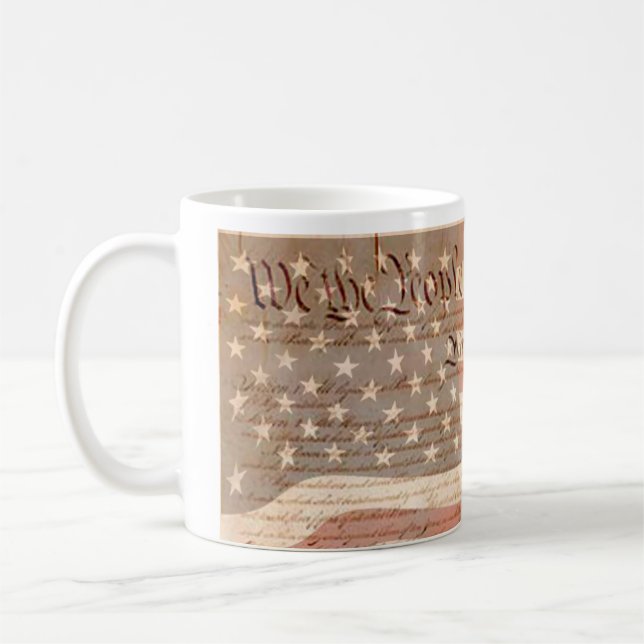 Caneca De Café A Constituição e a bandeira americana Patriótica (Esquerda)