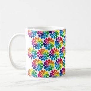 Caneca De Café A cor aponta o teste padrão do círculo + seu fundo