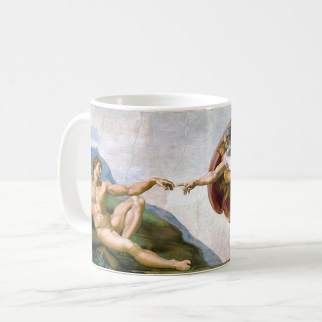 Caneca De Café A Criação de Adão, Michelangelo, 1508-1512 (Frente Esquerda)