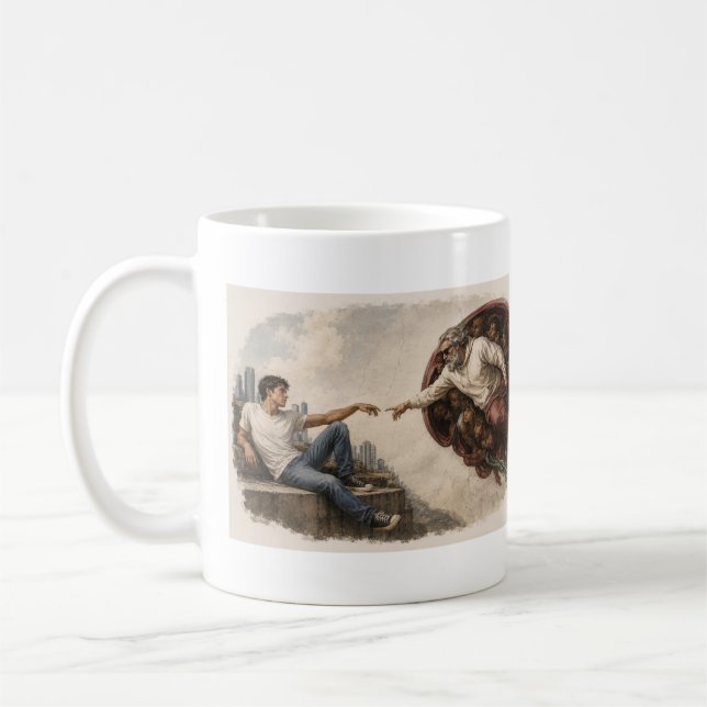 Caneca De Café A Criação de Adão - Versão Moderna (Esquerda)